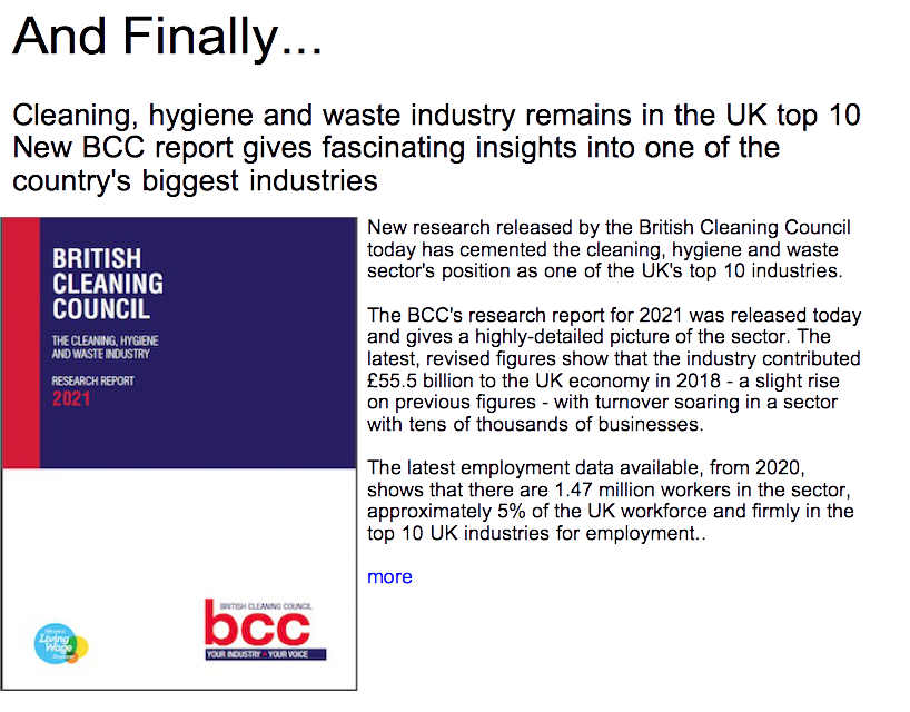 Advert: https://www.thecleanzine.com/pages/19930/cleaning_hygiene_and_waste_industry_remains_in_the_uk_top_10_new_bcc_report_gives_fascinating_insights_into_one_of_the_countrys_biggest_industries/