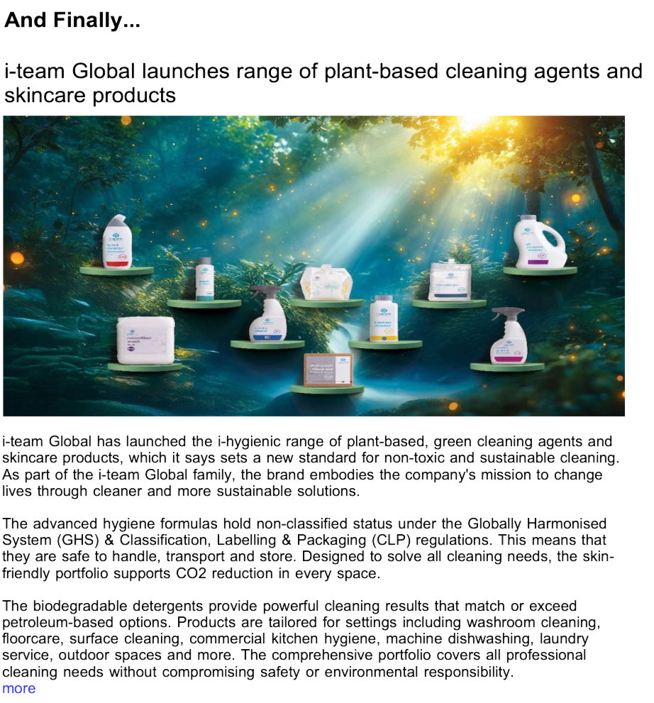 Advert: https://www.thecleanzine.com/pages/23694/i_team_global_launches_range_of_plant_based_cleaning_agents_and_skincare_products/